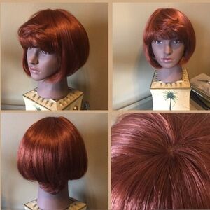 Short Copper Bob Wig with Soft Fringe